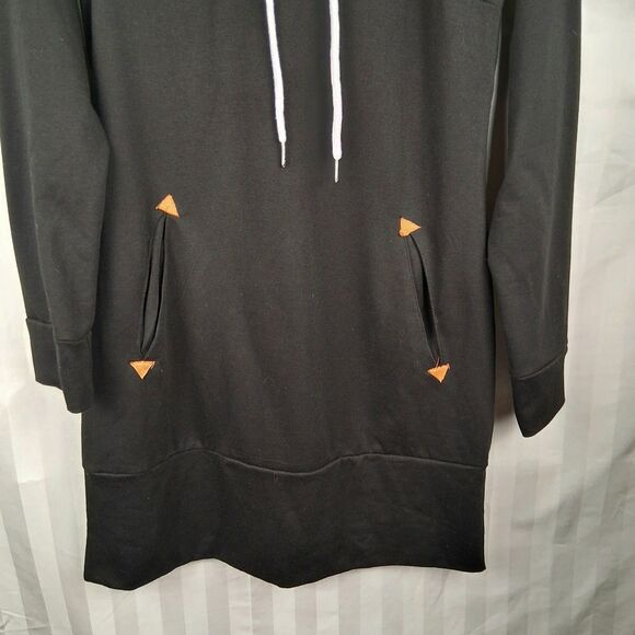 BIUBIU Mini Sweatshirt Dress Size M Black Long Sleeve Hooded Casual Relax - Picture 9 of 11